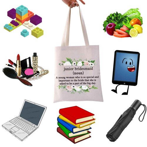 WCGXKO Junior Bridesmaid Gift Maid of Honor Proposal Gift Wedding Day Zipper Pouch Makeup Bag For Bridesmaid (Junior Bridesmaid tote)