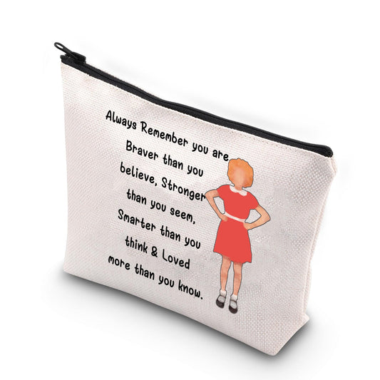 VAMSII Annie Musical Gift Makeup Bag Polyester, Waterproof Canvas, Inspirational Quote, 16*23 cm, Ideal for Travel, Work, Theatre Fans