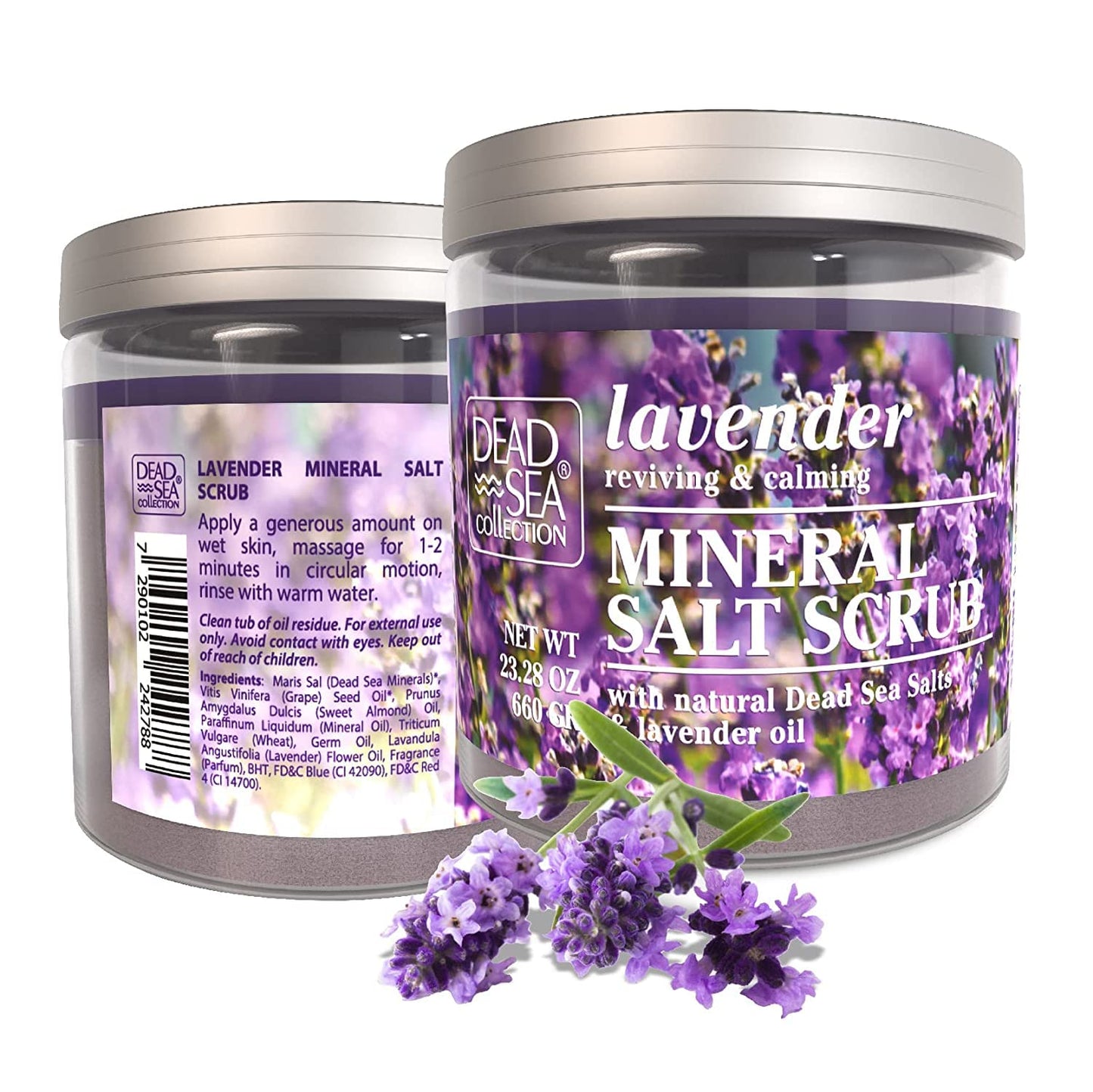 Dead Sea Collection Lavender Salt Body Scrub - Large 23.28 OZ - with Pure Oils and Dead Sea Minerals