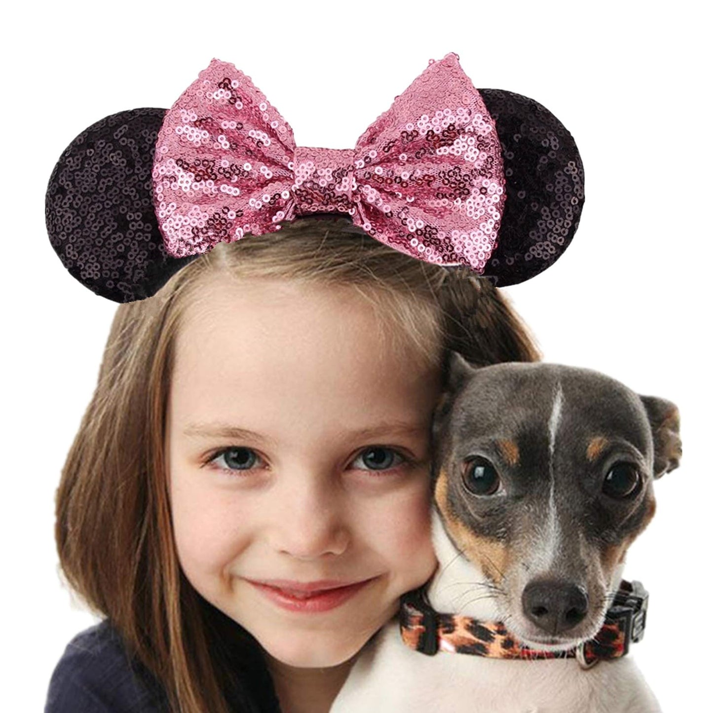 JOYFISCO Mouse Ears Headbands Shiny Bow Mouse Ears Headband Glitter Party Princess Decoration Cosplay Costume for Women Girls