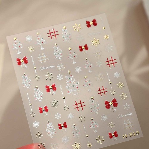 Pretty Diva Christmas Nail Art Stickers - 3D Winter Christmas Nail Stickers for Nail Art with Charms, Xmas Snowflakes Matte Self-Adhesive DIY INS Nail Decals Decoration