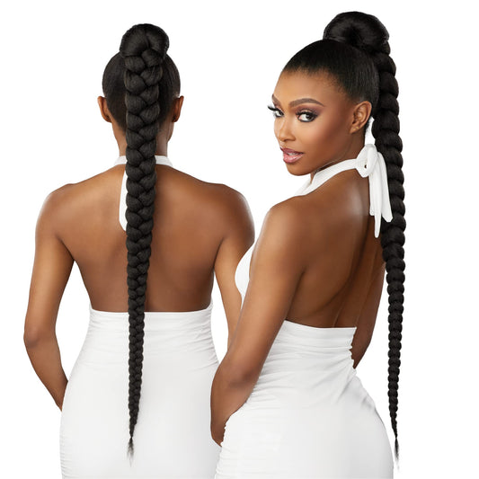 Sensationnel Lulu pony wrap hairextensions- 1 high heat synthetic yaki pony tail or up do hair wig piece (2 DARKBROWN)