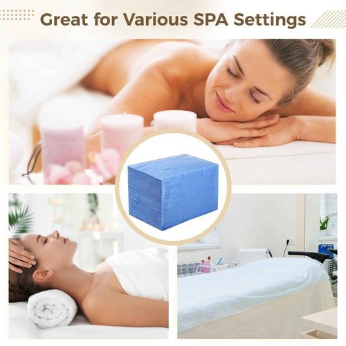 100 PCS Disposable Bed Sheets for Massage Table, 31" x 71" in Non-Woven Massage Table Cover, Disposable Bed Sheets for Spa Beds, Estheticians, Hotels, and Beauty Salons（Blue）