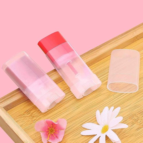 Minsily 20 PCS 15ml Clear Empty Plastic Oval Deodorant Containers Oval Lip Balm Tubes Lipstick Tubes 0.5 Oz Deodorant Sticks Tube Oval Twist-Up Tubes BPA Free for DIY Homemade Crayon Chapstick Holder