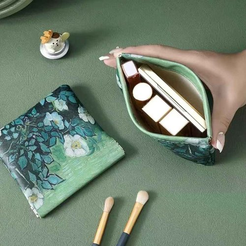 2 PCS Small Leather Cosmetic Bag for Purse - Mini Makeup & Coin Organizer Gift Set for Women - Snap Closure Travel Pouch for Lipstick, Keys, Charger Cable, Coins