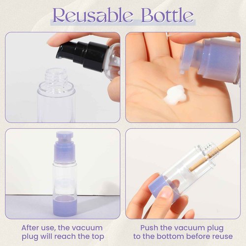 RONRONS 1oz 30ml Airless Pump Bottles, Refillable Leak Proof Travel Pump Bottle Toiletry Cosmetic Skincare Containers for Lotion Toner Gel Foundation (3 Pieces)