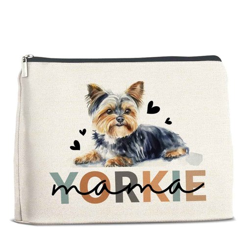 UPNEGE Yorkie Gifts Makeup Bag, Yorkie Mom Gifts Yorkie Owner Gifts Yorkie Mama Cosmetic Bag Zipper Makeup Pouch