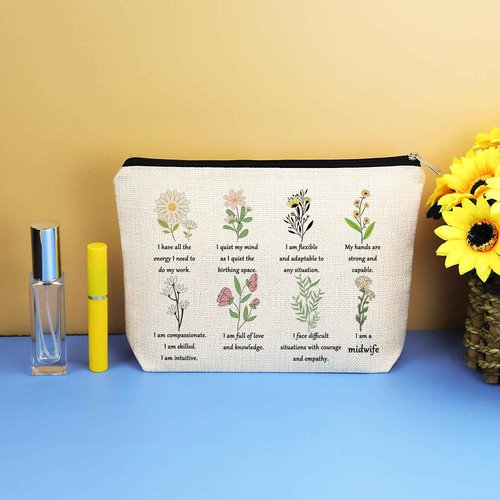 Midwife Gift Makeup Bag for Women Certified Midwife Gift OBGYN Gift Doula Nurse Thank You Gift Cosmetic Bag Appreciation Gift for Midwife Doula Labor Delivery Nurse Christmas Birthday Nurse Week Gift