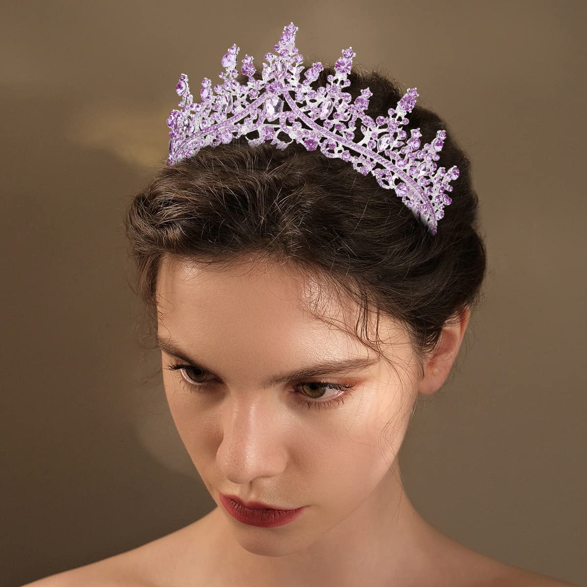 TOBATOBA Tiaras for Women, Purple Crystal Tiara Crowns for Women, Wedding Tiara for Bride Queen Crown, Royal Princess Quinceanera Headpieces for Birthday Prom Pageant Halloween Cosplay Accessories