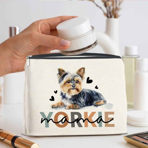 UPNEGE Yorkie Gifts Makeup Bag, Yorkie Mom Gifts Yorkie Owner Gifts Yorkie Mama Cosmetic Bag Zipper Makeup Pouch