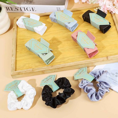 Featch Bridesmaid Proposal Gifts 12pcs Hair Claw Clips & 12pcs Satin Hair Ties Scrunchies Bachelorette Party Bridal Shower Present Good ideas Gift for Wedding Party Favors White&Sage Green