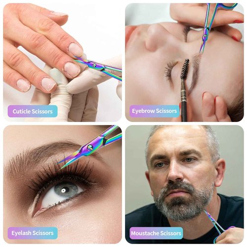 ANRUI Cuticle Scissors Extra Fine Curved Blade, Professional Manicure Scissors, Multi-purpose Stainless Steel Small Scissors With Pointed Tip Beauty Grooming Kit for Eyebrow, Eyelash, Dry Skin