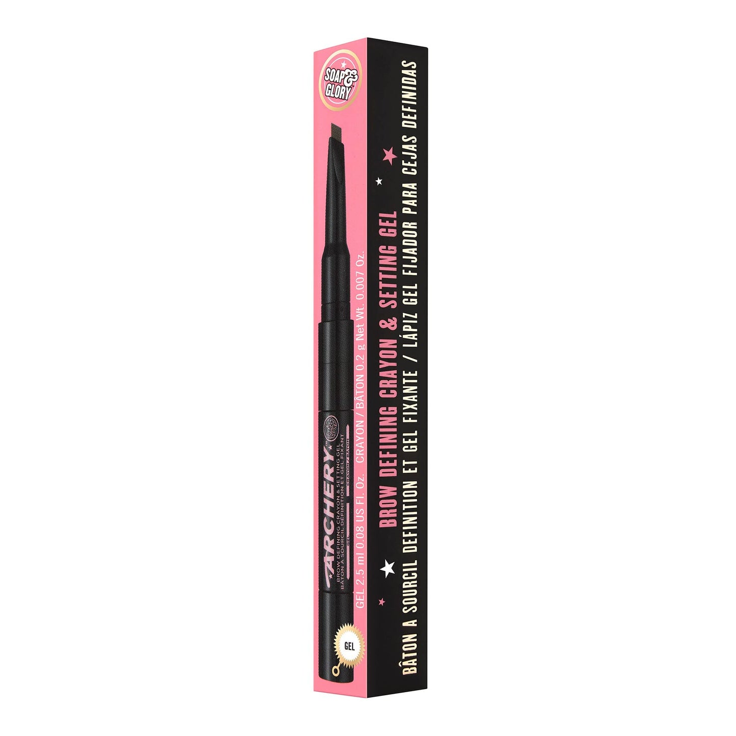 Soap & Glory Archery 2-In-1 Sculpting Eyebrow Crayon & Setting Gel, Dark Brown - Double Ended Eyebrow Liner with Brush + Eyebrow Pencil - Brow Gel for All Day Brow Sculpt (1 count)