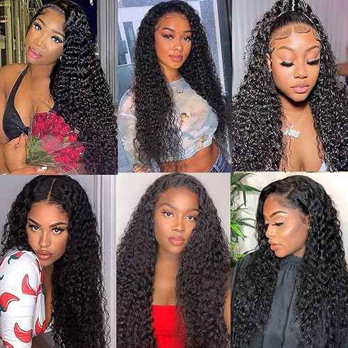 13x4 Deep Wave Lace Front Wigs Human Hair 180% Density Curly Human Hair Wigs for Black Women Wet and Wavy Wig Pre Plucked with Baby Hair (Deep Wave Wig, 22 Inch)