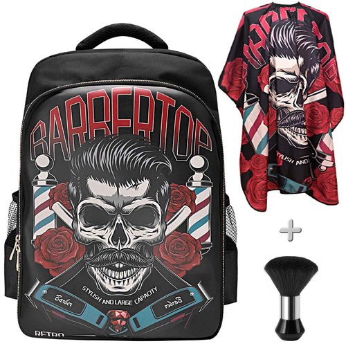 Barber Supplies Clippers Backpack for Hairdresser, with Barber Cape & Barber Brush, Large Travel Bag Zipper, Water Proof Barber Accessories of Professional Hair Cutting Tools Backpack