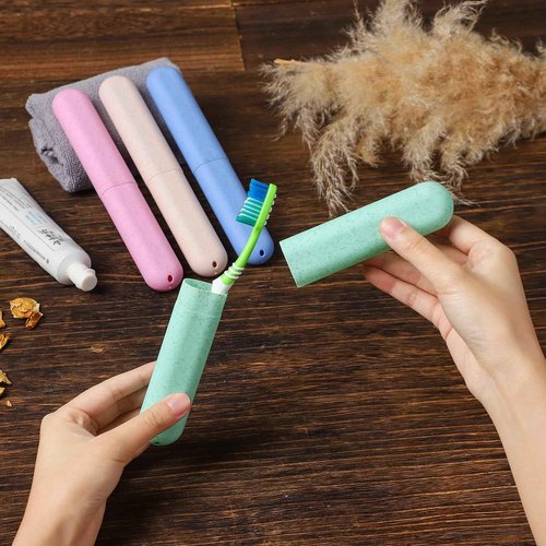 Muslih 4 Pack Toothbrush Travel Case, Travel Toothbrush Holder with Ventilation Holes, for Travel, Home, Business, School, Camping