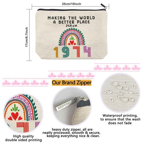 51st Birthday Gifts for Her, Funny 1974 51st Birthday Decorations Makeup Bag, Anniversary 51 Old Year Gift Ideas for Women, Wife, Sister, Mom, Aunt, Cool Cosmetic Travel Bag for Mothers Day, Christmas