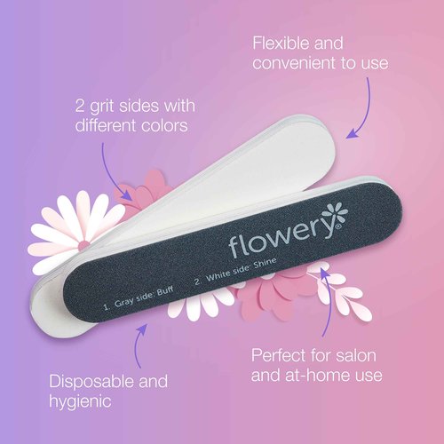 Flowery Disposable High Speed Shiner Display, Nail Polishing Buffer, Prep, Shape and Smooth Nails