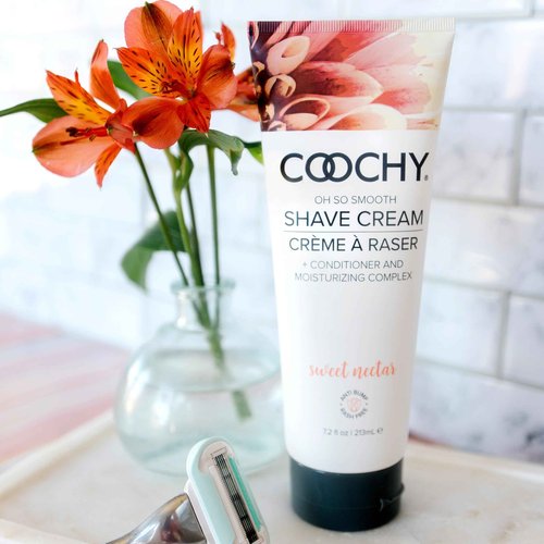 Coochy Shave Cream - Moisturizing Shave Lotion - Gentle Intimate Shaving Cream - For Bikini Area, Underarms, Legs & More - Rash-Free, Hydrating Formula - Sweet Nectar, 32 oz