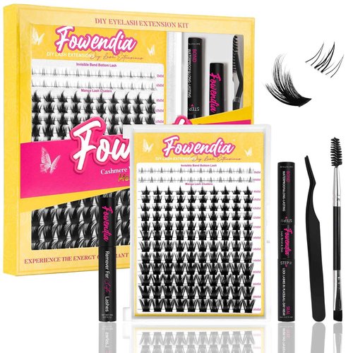 Fowendia Lash Clusters Kit California Sunset 8-18mm Manga Eyelash Clusters DIY Lash Extension Kit Waterproof Wispy Anime Lashes Clusters Ultra-Thin 0.3mm Individual Cluster Eyelash Extensions Kit