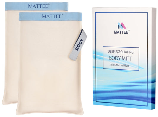 MATTEE Exfoliating Body Scrubber - Korean Exfoliating Mitt -%100 Natural Floss, Visibly Lifts Away Dead Skin - Body Scrub - Exfoliating Mitt - Body Exfoliator