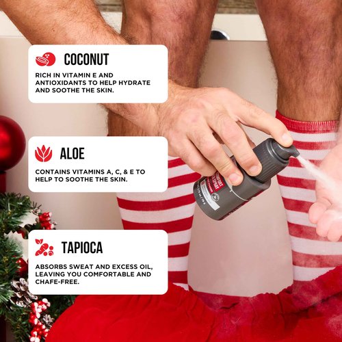 Happy Nuts Comfort Powder Spray Deodorant For Men: Anti-Chafing Sweat Defense, Odor Control, Aluminum-Free, Perfect Stocking Stuffer Gift for Men's Private Parts 2.75 oz (2 Pack), Original Scent