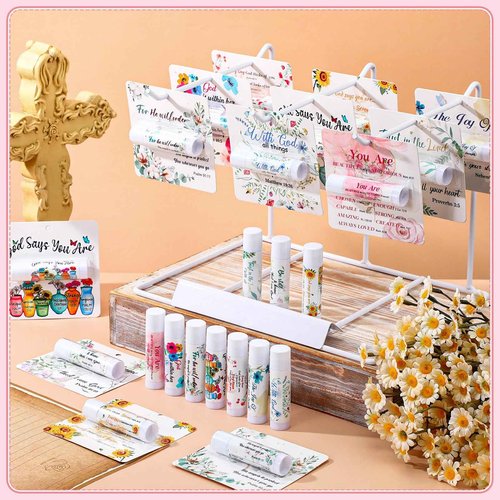 50 Pack Christmas Christian Gifts Bulk for Women Men Religious Lip Balms Bulk Church Party Favors Christmas Party Gifts Stocking Stuffers Bible Verse Study Supplies for Employee Staff Coworker
