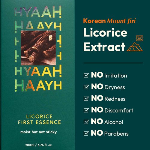 HYAAH Licorice First Essence - Korean Hydrating Toner - Licorice Extract, Hyaluronic Acid and Allantoin - Soothing for Sensitive Skin - Alcohol Free for Sensitive Skin, 6.76 fl.oz