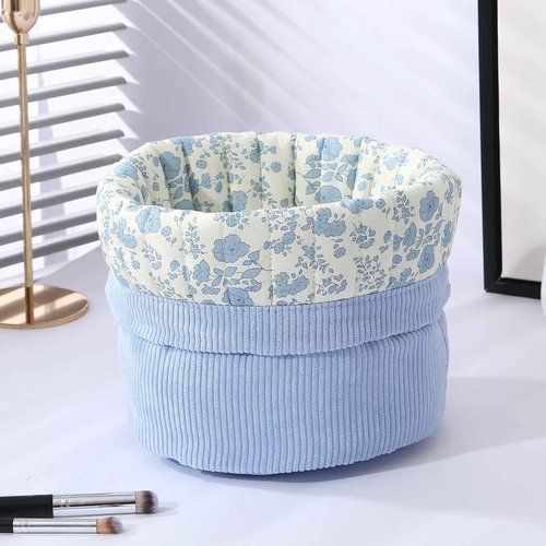AMZMA Drawstring Makeup Bag Large Cotton Quilted Cosmetic Bag Portable Make Up Organizer Bag for Skin Care & Toiletries