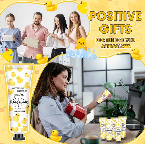24 Pcs Christmas Positive Duck Gifts Bulk for Coworkers Hand Cream Mini Lotion Bulk Team Appreciation Gift Emotional Support Positive Ducks Gifts for Duck Lovers Women Employee Group Social Workers