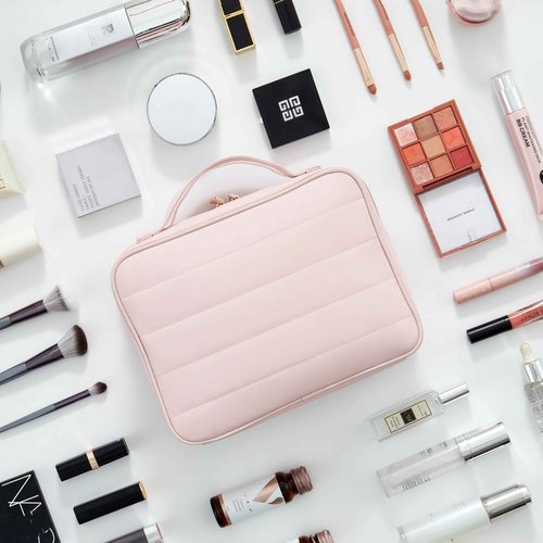 belaven Toiletry Bag, Travel Bag for Women & Men, Portable Cosmetic Bag with Hanging Hook, Durable, Waterproof for Shampoo, Makeup, Essentials, Toiletries Acessories (Beige)