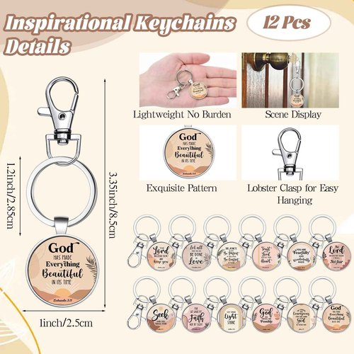 Moinchore 36 Pcs Christian Gifts for Women Bulk Christian Makeup Bags Religious Keychain Bible Verse Pens Inspirational Cosmetic Bag Pencil Pouch Boho Gifts for Christmas Church Charity Supplies