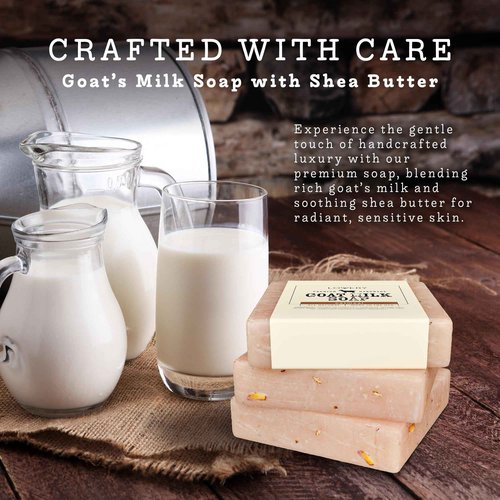 LOVERY Gifts for Women, Handmade Goat Milk Soap Made in USA With Organic Shea Butter - Oatmeal Goats Soap Bar, All Natural Soap Bar Made with Organic Goat Milk - 3 Pack