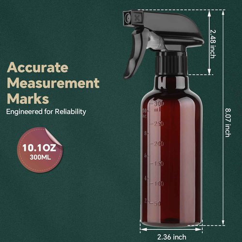 TTTred Plastic Spray Bottles (2 Pack 10 oz), Leakproof Adjustable Fine Mist & Jet Stream Nozzle, Premium BPA-Free Plastic Multi-Purpose for Hair, Plants, Cleaning (2 PACK CLEAR)