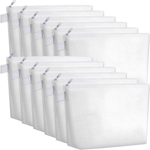 Weewooday 12 Pieces Blank Canvas Makeup Bags with Bottom Handle Bulk Sublimation Zipper Pouch Canvas Cosmetic Bags for Women Student Thanksgiving Christmas DIY Craft Travel Toiletry Pencil(White)