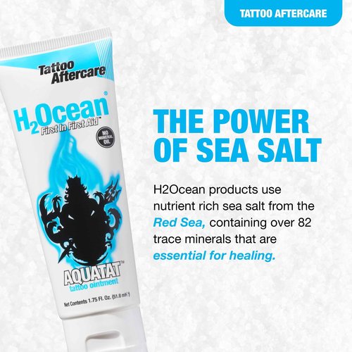 H2Ocean Ocean Care Tattoo Aftercare Lotion 2.5oz + Aquatat Tattoo Healing Ointment for Tatto Aftercare 1.75oz