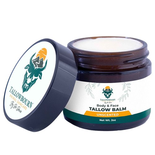 Tallowbourn Grass Fed Beef Tallow Balm for Face and Body with Shea Butter, Organic Jojoba Oil, Honey, and Beeswax – Beef Tallow for Skin – Unscented Balm – 2 oz