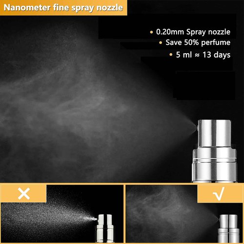 ANTOKX Perfume Travel Refillable Atomizer - 3-Pack 5ML Pocket Perfume Bottle, Travel Perfume Atomizer Refillable Perfume Spray Bottle, Portable Perfume Sprayer (Black & Gold & Silver)