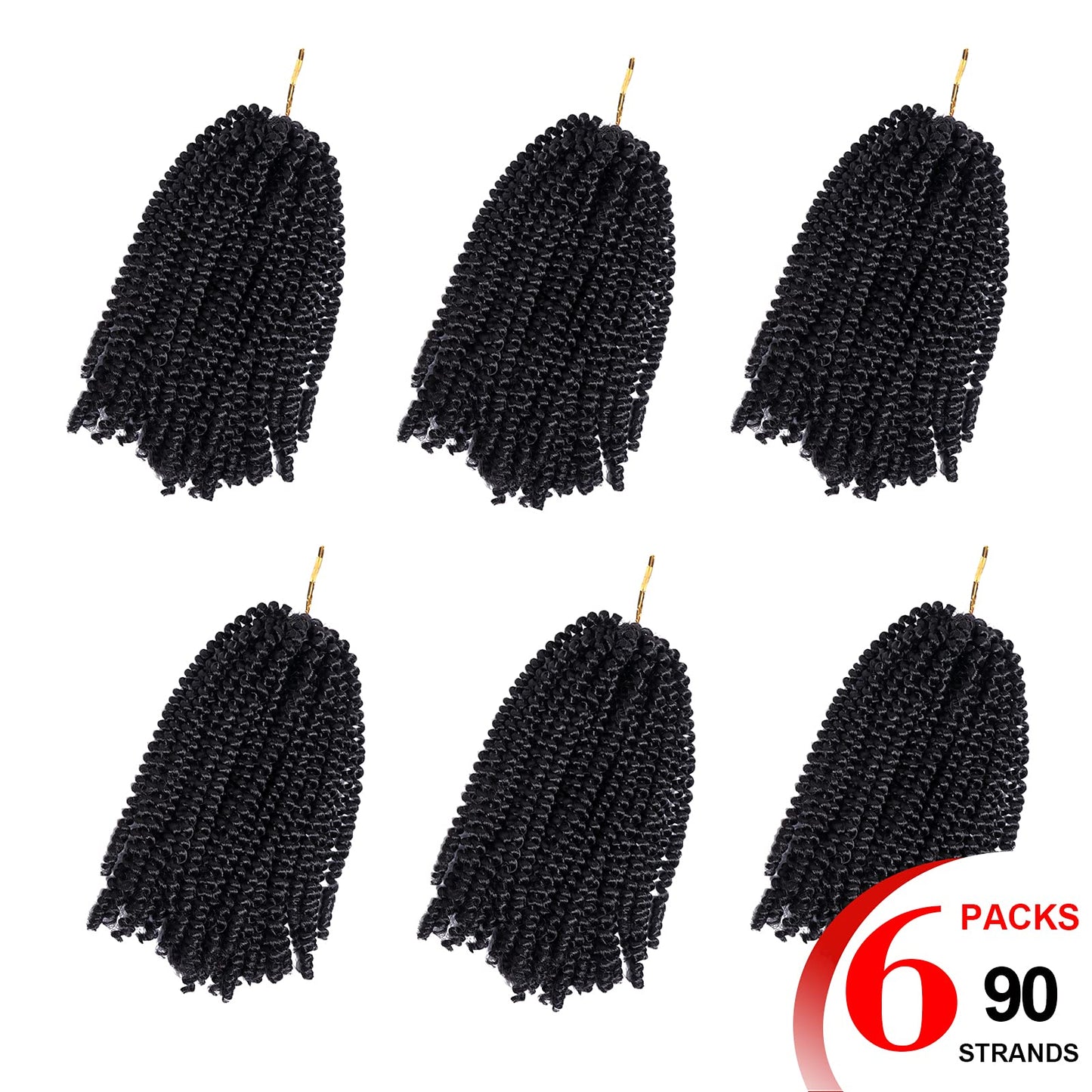 Spring Twist Hair 10 inch 6 Packs Fluffy Spring Twist Crochet Hair Passion Twist Crochet Hair Synthetic Braiding Hair Extensions 15 Strands (10inch, 1)