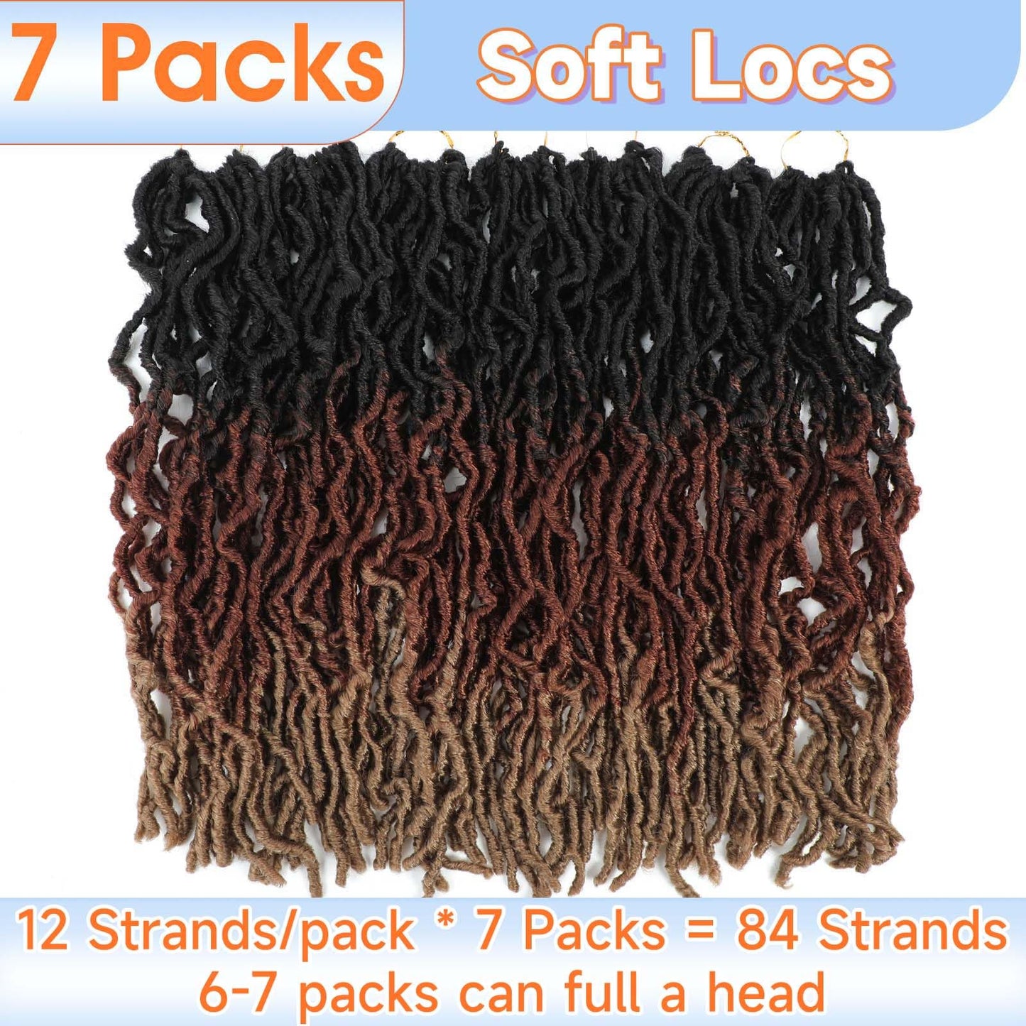 Faux Locs Crochet Hair Ombre Soft Locs 22 Inch 7 Packs Pre Looped Soft Locs Crochet Hair For Black Women Goddess Locks Crochet Butterfly Loc Extensions (22inch, 7 Packs, 1B/30/27)