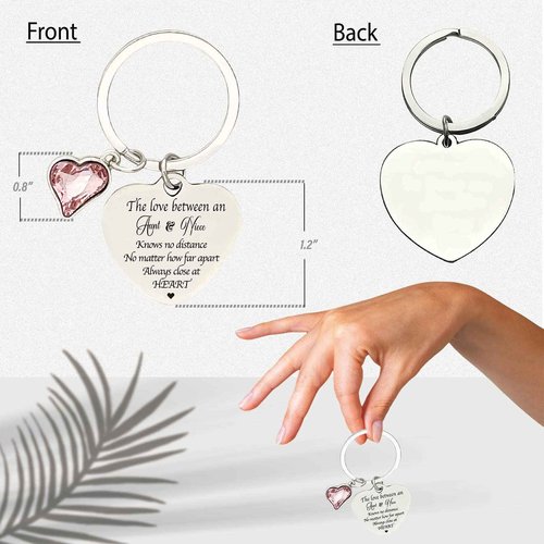 MALLAbyLAMMA Aunt Mirror Compact Engraved, Aunt Keychain, Aunt Gift from Niece, to My Aunt Gift, Auntie Gift from Niece, Sentimental Gift for Aunt Birthday Thanksgiving Christmas