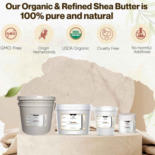 uh*Roh*Muh USDA Certified 32 fl oz Organic Shea Butter from the France | Refined, Nourishing Body Butter for Smooth and Healthy Skin (Net Wt: 0.8 kg / 1.7 lb)