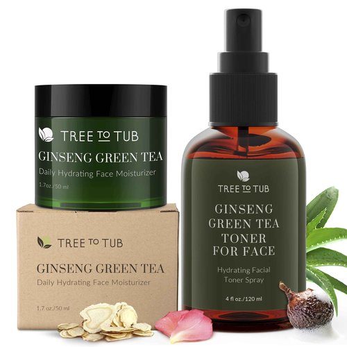 Tree To Tub Hydrating Face Moisturize and Deep Calming Toner Spray for Sensitive Skin - Water-Based Hyaluronic Acid, Vitamin C & E, Organic Aloe, Green Tea, Natural Ginseng for Dry & Sensitive Skin an