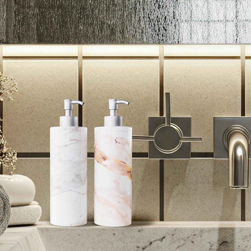 Refillable Shampoo, Conditioner and Body Wash Pump Dispenser Bottles 3pcs 17oz - Empty Pump Dispensers - 3 Chamber No Drill - Soap Bottles, Adhesive Strips, Funnel - Wall Mounted