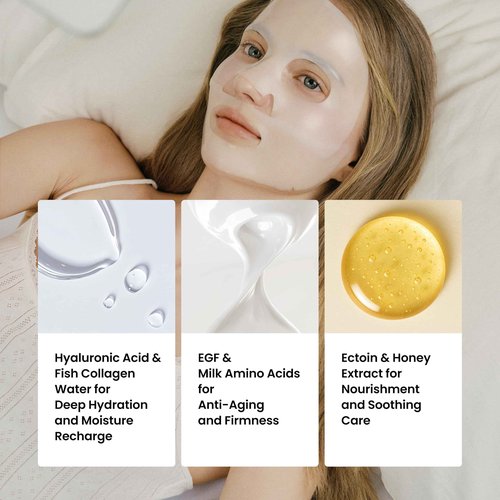 PO:DL All-In-One Hyaluronic Hydrogel Mask(4ea) | Collagen Face Mask for Glass Glow Skin | Deep Hydration & Radiance Boosting | Improves Skin Elasticity & Firmness | Korean Face Mask Skincare