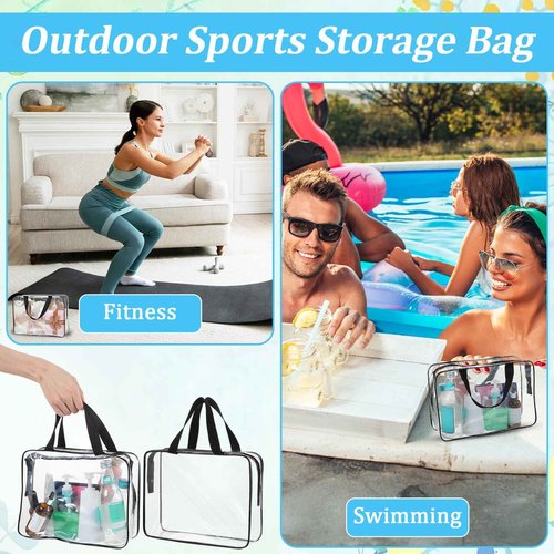 Molain 10 Pack Large Clear Makeup Bags with Zipper Handle, 12x9x4 Inch PVC Toiletry Travel Bag Waterproof Cosmetic Tote Pouch Transparent Storage Organizer for Women Men
