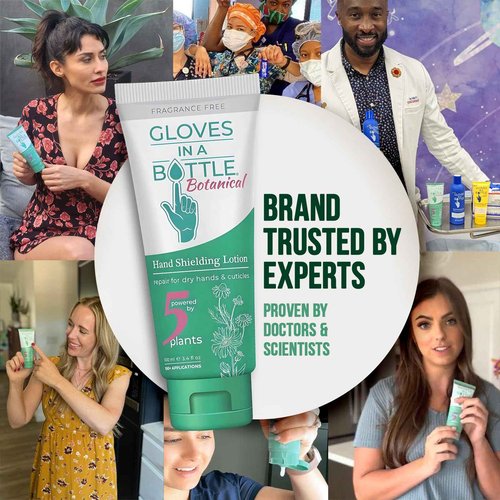 Gloves In A Bottle Shielding Lotion - Great for Dry Itchy Skin! Grease-less and Fragrance Free! Second Skin for Hands & Body (3.4 Fl Oz (Pack of 2), Botanical)