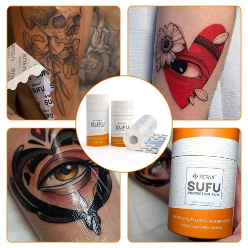 PEPAX SUFU Tattoo Aftercare Bandage - 6"x 10 Yard Second Skin Tattoo Cover Up Patch Waterproof Tattoo Bandage Breathable Tattoo Cover Up Tape Transparent Tattoo Wrap for Healing Tattoo Protection Film