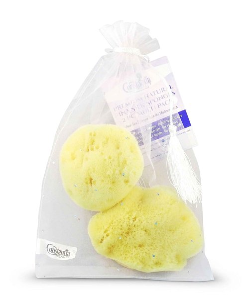 Premium Natural FINA Silk Sponges - 2pc, 4"- 4.5" Luxury Soft on Skin fine pored sea Sponge from The Mediterranean, Perfect for Make up, Facial Cleansing & Bathing