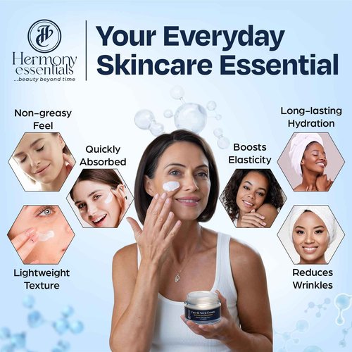 Hermony Essentials Everyday Glow Cream - Radiant Renewal Trio with Collagen, Retinol & Hyaluronic Acid - Hydrating Face & Decollete Cream for Women of All Ages - 1.7 oz